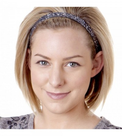 Headbands Women's Adjustable NO Slip Skinny Bling Glitter Headband - Gunmetal & White - CG11MNIWVVZ $9.88