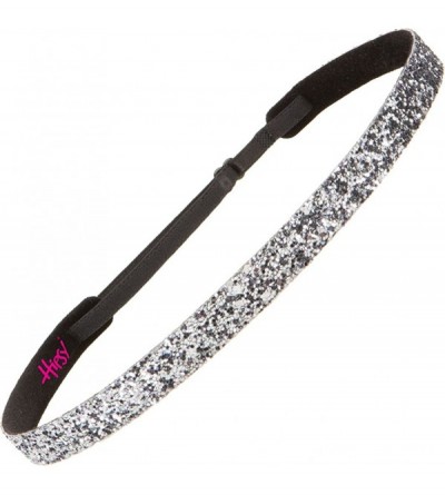 Headbands Women's Adjustable NO Slip Skinny Bling Glitter Headband - Gunmetal & White - CG11MNIWVVZ $23.76