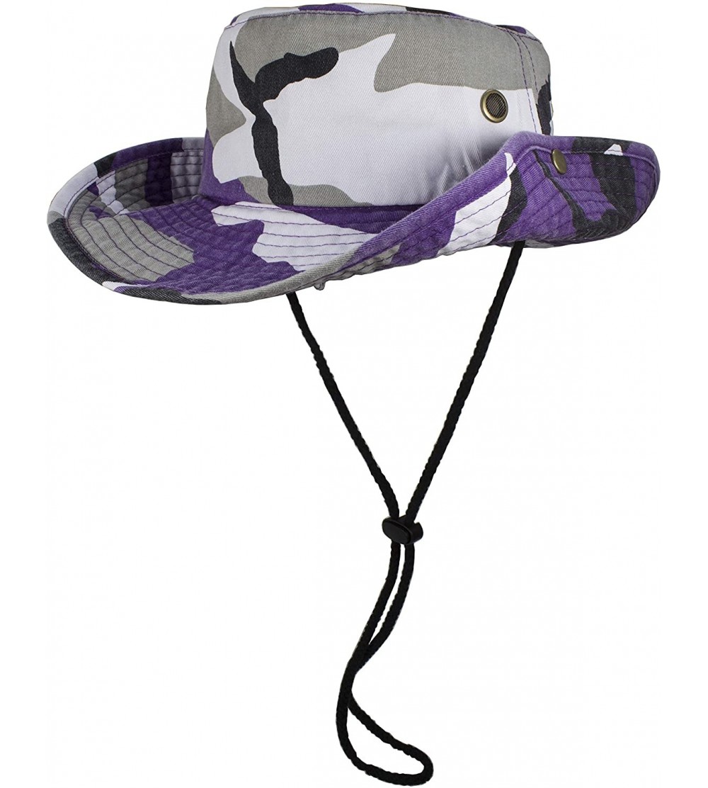 Sun Hats 100% Cotton Stone-Washed Safari Booney Sun Hats - Purple Camo - CY18HARYD8S $10.39