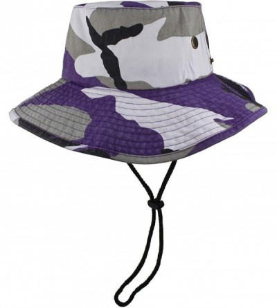 Sun Hats 100% Cotton Stone-Washed Safari Booney Sun Hats - Purple Camo - CY18HARYD8S $10.39