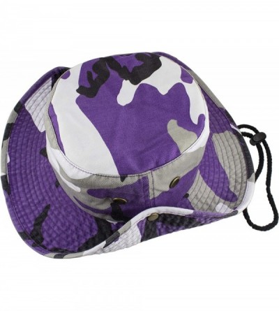 Sun Hats 100% Cotton Stone-Washed Safari Booney Sun Hats - Purple Camo - CY18HARYD8S $20.52