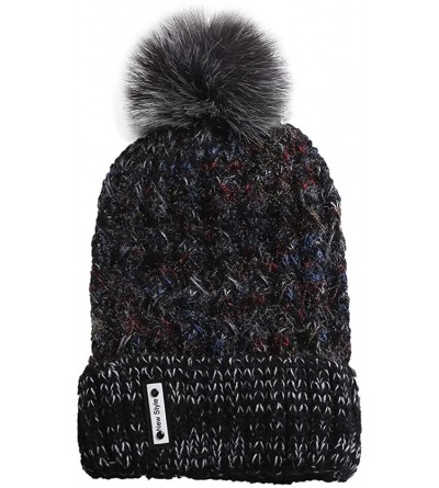 Baseball Caps Knit Caps For Women Wool Cosy Warm Beanie Winter Hat Ski Crochet Cap Pom Pom - Black - CB18IQ7OUK5 $12.79