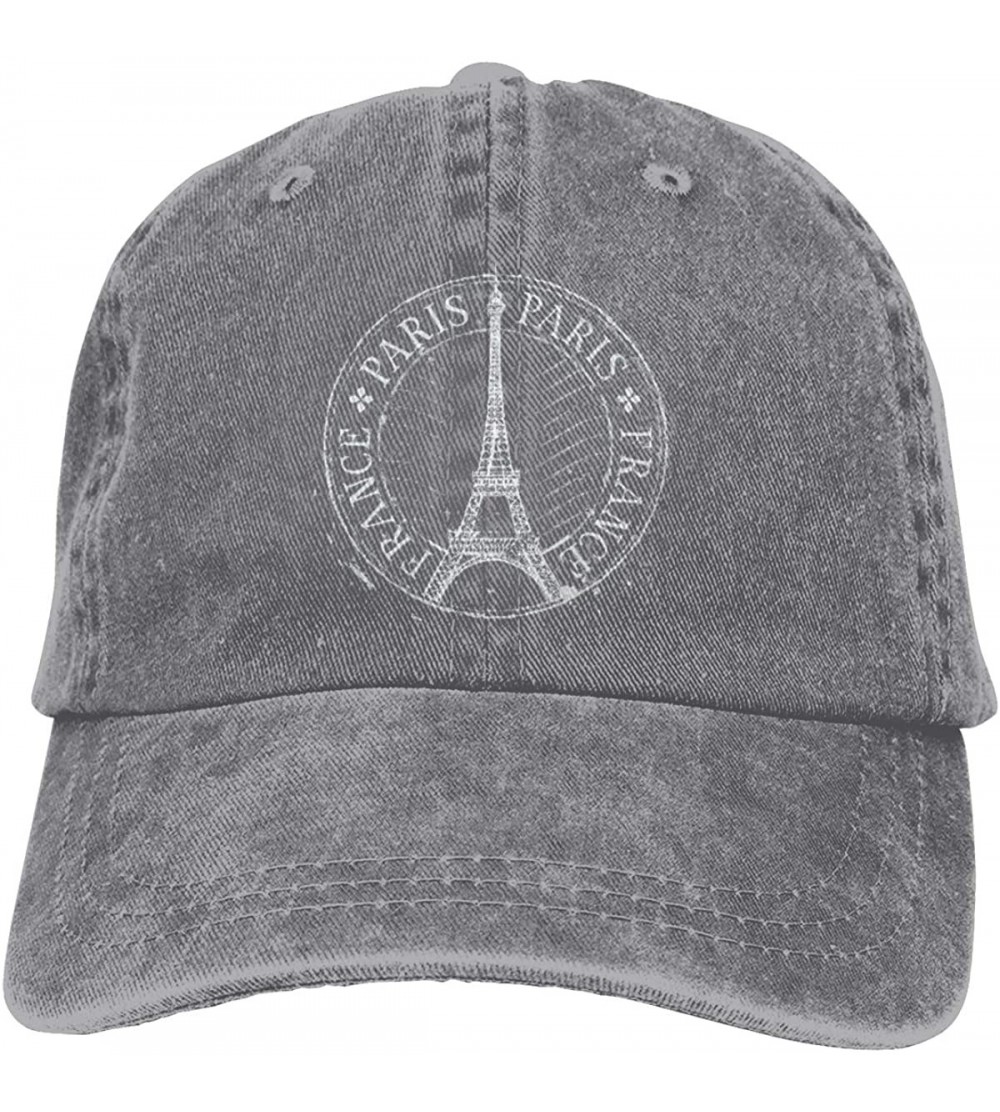 Baseball Caps Paris-Eiffel-Tower Cowboy Baseball Hat- Adjutable Baseball Cap for Men Women - Gray - CY18Y7ON3W4 $12.39