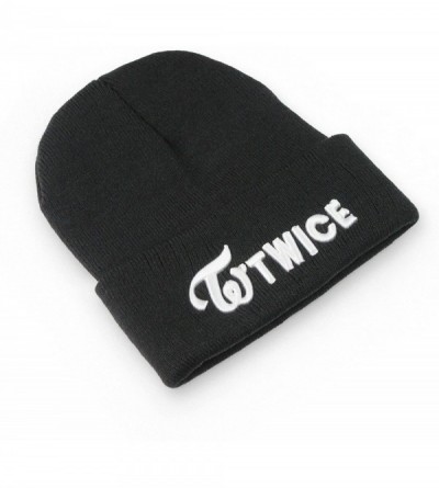 Skullies & Beanies Kpop Logo Beanie 3D Embroidery Knit Beanie hat with lomo Cards - Twice - C0188WL2A08 $20.17