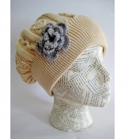 Skullies & Beanies Winter Hat for Women Slouchy Beret Hat Cable Knit Beanie M190 - Beige - C811JCPXFWV $8.02