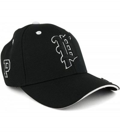 Baseball Caps Gothic Alphabet Letters 3D Monogram Embroidered Structured Baseball Cap - P - CY185S83HQU $28.09