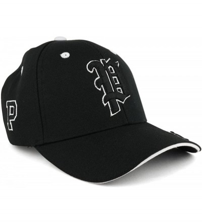 Baseball Caps Gothic Alphabet Letters 3D Monogram Embroidered Structured Baseball Cap - P - CY185S83HQU $16.70