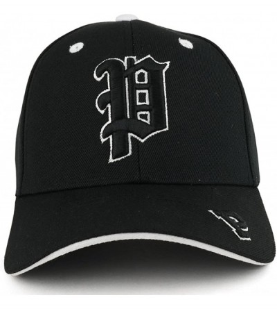 Baseball Caps Gothic Alphabet Letters 3D Monogram Embroidered Structured Baseball Cap - P - CY185S83HQU $16.70