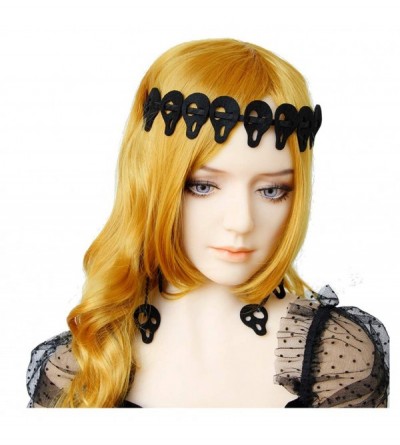 Headbands Halloween Cosplay Spider Web Devil Horn Hair Hoop Headband Headdress Hallowmas Party Gift (Skull) - Skull - C718X7O...