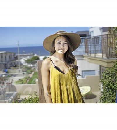 Sun Hats Women Wide Brim Straw Hat Summer Beach Sun Hat UPF50+ - Brown - CO18EMKN2L6 $16.43