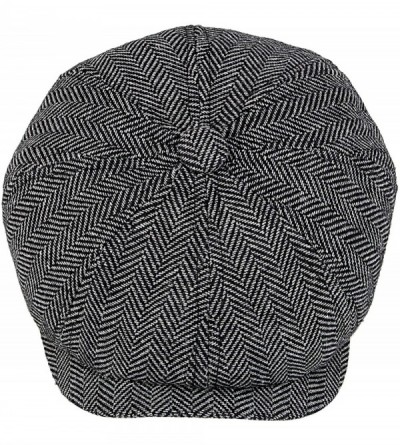 Newsboy Caps Mens Tweed Cap 8 Panel Charcoal Irish Caps Newsboy Linen Snap Brim Hat - Black Grey - CV186KG32SD $17.15