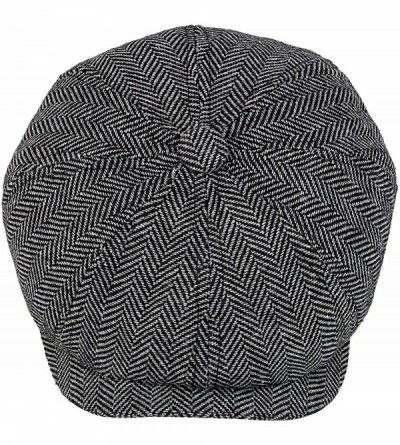Newsboy Caps Mens Tweed Cap 8 Panel Charcoal Irish Caps Newsboy Linen Snap Brim Hat - Black Grey - CV186KG32SD $17.15