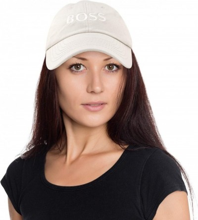 Baseball Caps BOSS Baseball Cap Dad Hat Mens Womens Adjustable - Beige - CD18M9NEY2D $10.91