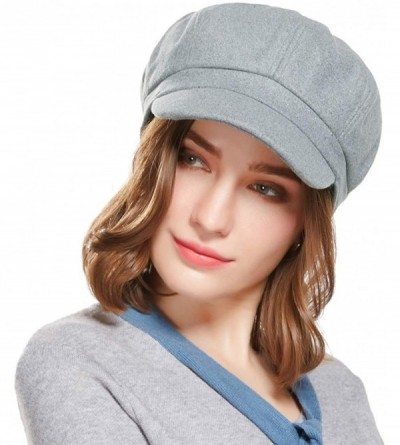 Newsboy Caps Beret Corduroy Newsboy Hat for Women Visor Adjustable Winter Octagonal Cap for Ladies - Light Gray - CK18I976LMX...