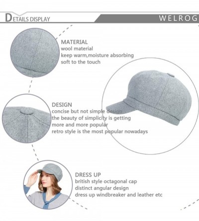 Newsboy Caps Beret Corduroy Newsboy Hat for Women Visor Adjustable Winter Octagonal Cap for Ladies - Light Gray - CK18I976LMX...