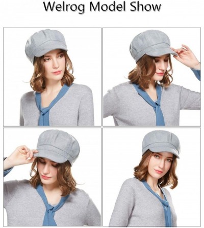 Newsboy Caps Beret Corduroy Newsboy Hat for Women Visor Adjustable Winter Octagonal Cap for Ladies - Light Gray - CK18I976LMX...