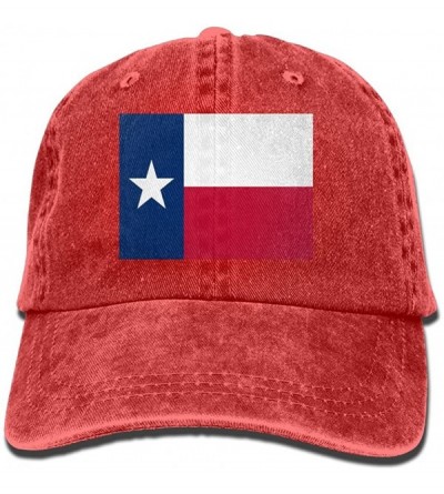 Baseball Caps LINGMEI Flag Of Texas Unisex Adult Denim Dad Baseball Hat Sports Outdoor Cowboy Cap For Men and Women - Red - C...