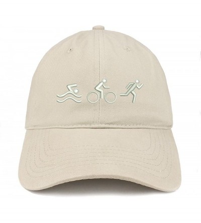 Baseball Caps Triathlon Quality Embroidered Low Profile Brushed Cotton Dad Hat Cap - Stone - C6184YK3Z0S $19.84