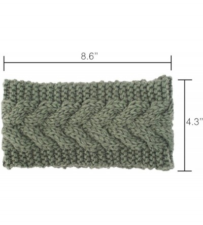 Headbands Womens Plain Braided Winter Knit Crochet Headband- Warm Knitted Hat Head - Army Green - CG12O1I4S6T $8.07