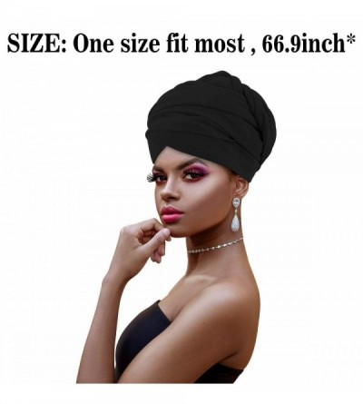 Headbands African Head Wraps Turban For Women Women' Soft Stretch Headband Long Head Wrap Scarf (1Black) - 1Black - CF197H8M7...