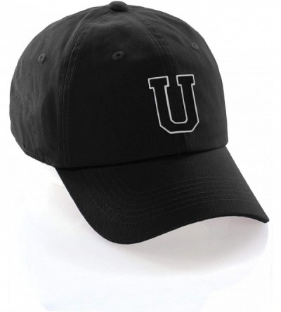 Baseball Caps Custom Hat A to Z Initial Letters Classic Baseball Cap- Black Hat White Black - Letter U - CM18NRK7CEC $24.48