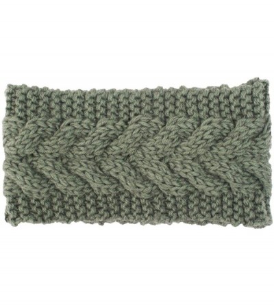 Headbands Womens Plain Braided Winter Knit Crochet Headband- Warm Knitted Hat Head - Army Green - CG12O1I4S6T $8.07