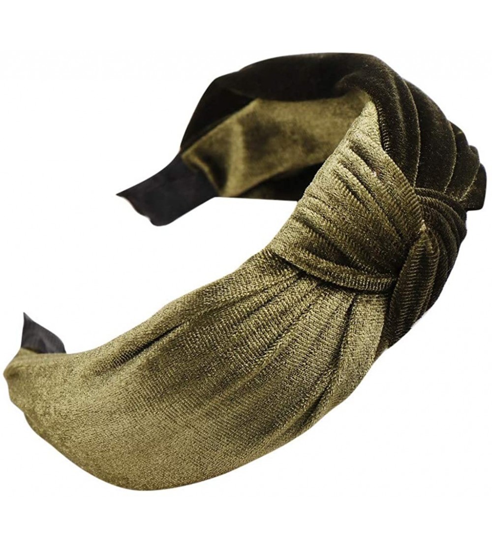 Headbands Women Velvet Bow Knot Hairband Cute Hair Accessories Hair Head Hoop Headband - Army Green - C518U2YQNYG $8.70