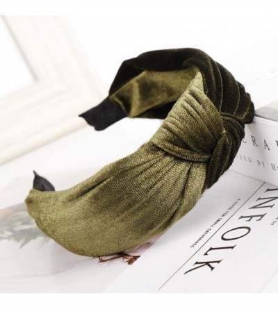 Headbands Women Velvet Bow Knot Hairband Cute Hair Accessories Hair Head Hoop Headband - Army Green - C518U2YQNYG $8.70