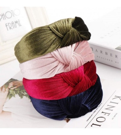 Headbands Women Velvet Bow Knot Hairband Cute Hair Accessories Hair Head Hoop Headband - Army Green - C518U2YQNYG $8.70