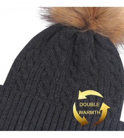 Skullies & Beanies 2 Pack Parent-Child Hat Winter Baggy Slouchy Beanie Hat Warm Knit Pom Pom Beanie for Women & Baby - Dark G...