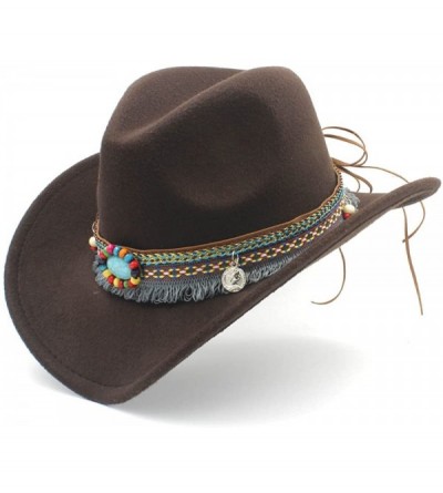 Balaclavas Women's Western Cowboy Hat for Lady Tassel Felt Cowgirl Sombrero Caps - Coffee - C618M6952IW $39.58