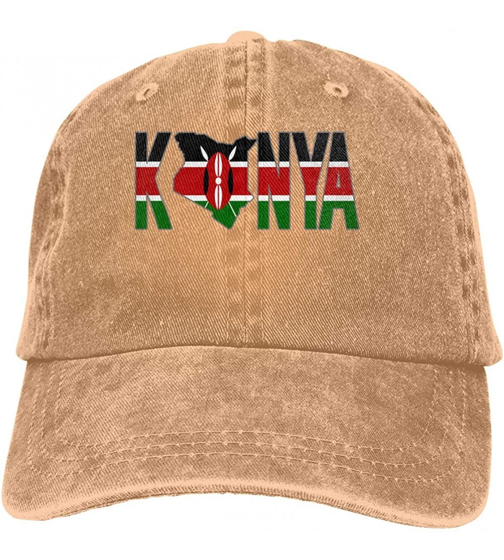 Baseball Caps 2 Pack Vintage Baseball Cap- Unisex Kenya Text with Map Kenyan Flag Adjustable Baseball Hats Dad Hat - Natural ...
