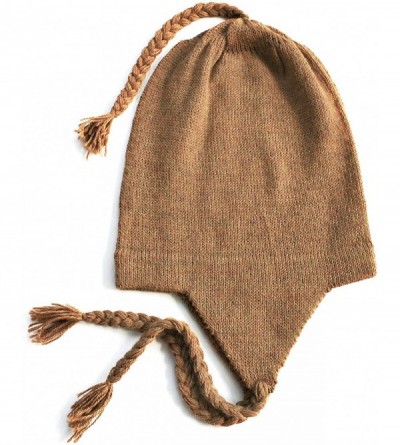 Skullies & Beanies 100% Alpaca Wool Knit Beanie Cap with Ear Flaps- Chullo Hat Women Men- One Size - Brass - CU189027L9W $33.08