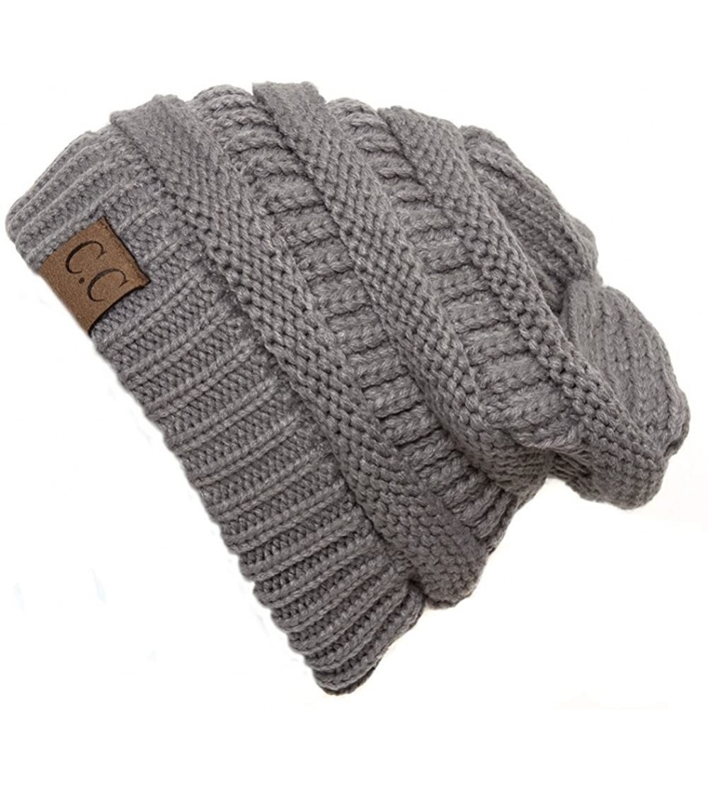 Skullies & Beanies Knit Soft Stretch Beanie Cap - Light Melange Grey - C312MHFWAD1 $8.51