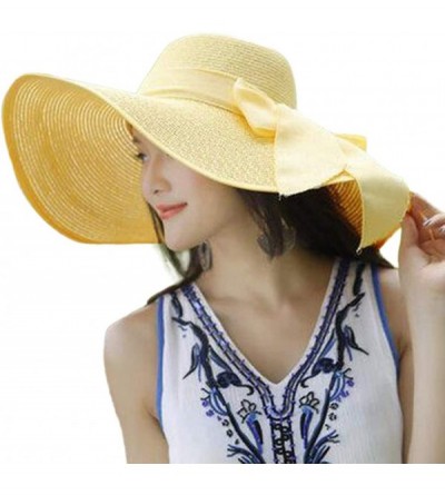 Sun Hats Hat Women Lady Wave Shape Wide Brim Floppy Beach Hat Sun Hat Playful Big Bow Decoration Elegant Stripes Straw Hat - ...