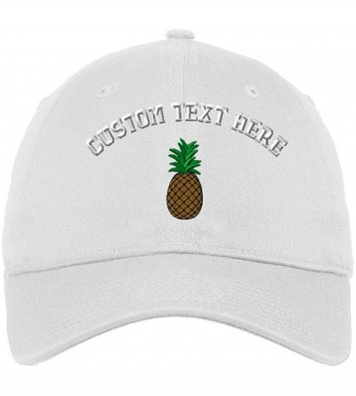 Baseball Caps Custom Soft Baseball Cap Pineapple Embroidery Dad Hats for Men & Women - White - CP18SLW8TU0 $40.97