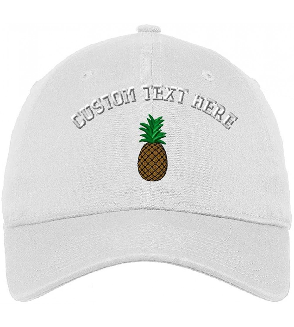 Baseball Caps Custom Soft Baseball Cap Pineapple Embroidery Dad Hats for Men & Women - White - CP18SLW8TU0 $24.07