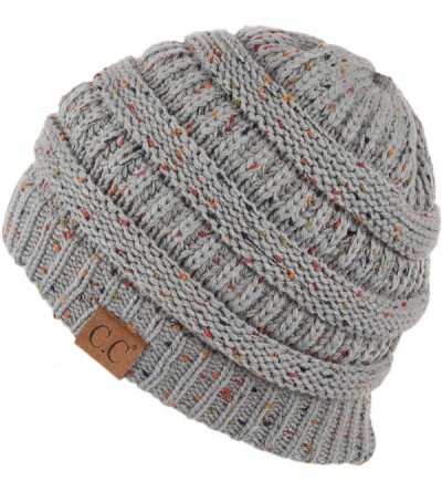 Skullies & Beanies Exclusives Unisex Ribbed Confetti Knit Beanie (HAT-33) - Natural Grey - CN189KUK77C $13.08