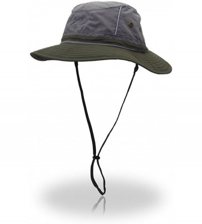 Sun Hats Outdoor Sun Hats with Wind Lanyard Bucket Hat Fishing Cap Boonie for Men/Women/Kids - Grey Green - CH17AAAG4TA $14.65