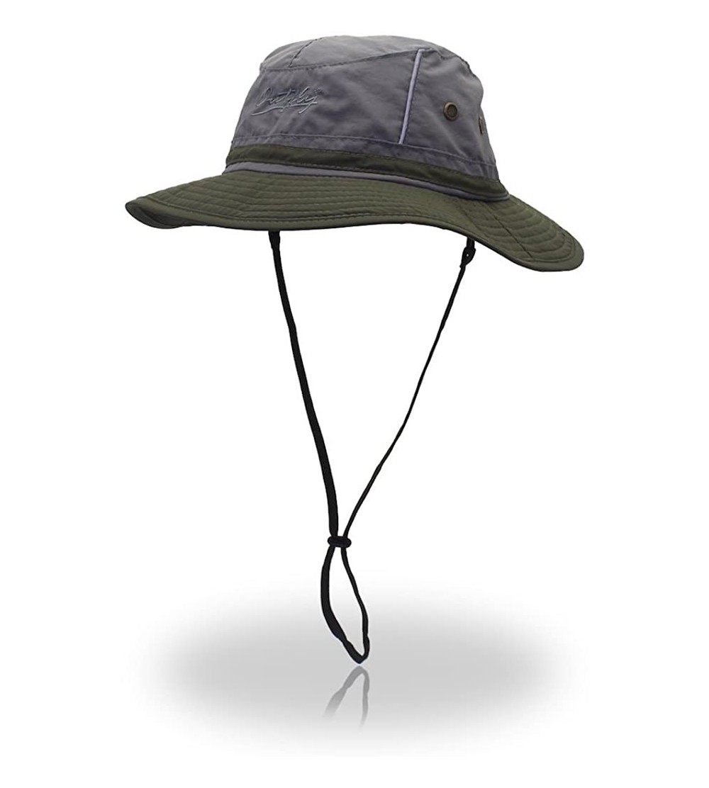 Sun Hats Outdoor Sun Hats with Wind Lanyard Bucket Hat Fishing Cap Boonie for Men/Women/Kids - Grey Green - CH17AAAG4TA $14.65
