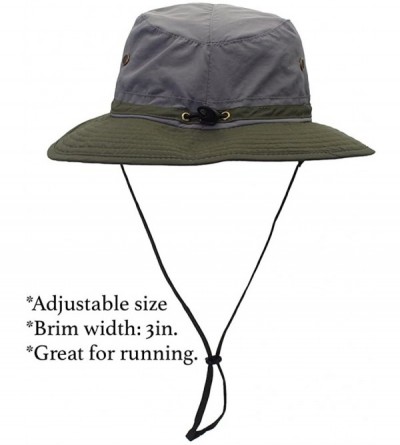 Sun Hats Outdoor Sun Hats with Wind Lanyard Bucket Hat Fishing Cap Boonie for Men/Women/Kids - Grey Green - CH17AAAG4TA $14.65