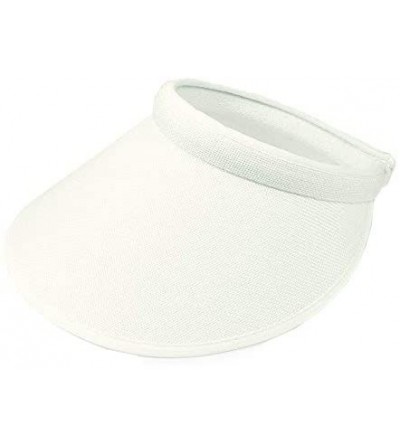 Sun Hats Women's Summer Sun UV Protection Visor Wide Brim Clip on Beach Pool Golf Cap Hat-Polyester - White - CB189X2YA6L $13.53