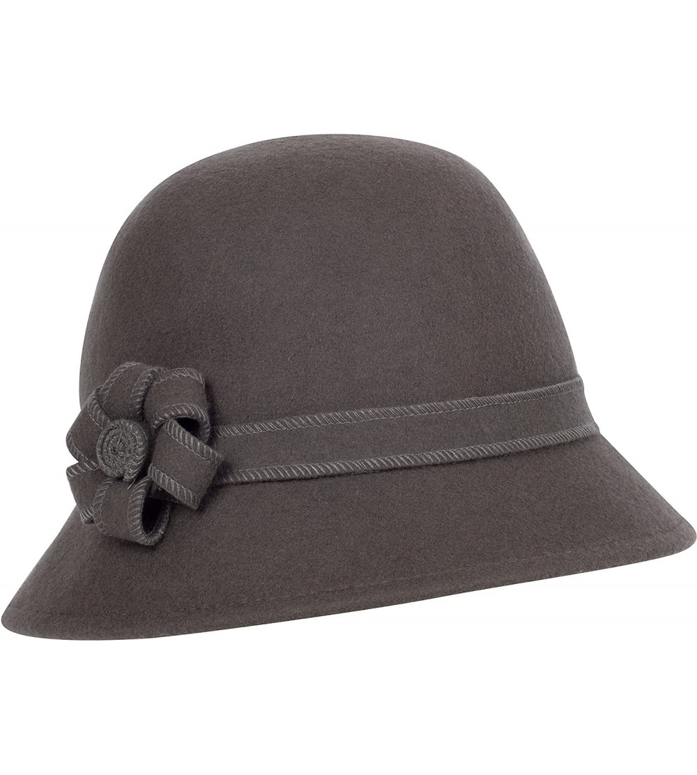Bucket Hats Molly Vintage Style Wool Cloche Hat - Taupe Grey - CD11GBXKLND $25.64