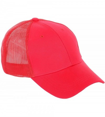 Baseball Caps Messy Buns Trucker Ponycaps Plain Baseball Visor Cap Dad Hat - Summer Mesh Red - CC18E8KIGX8 $7.74