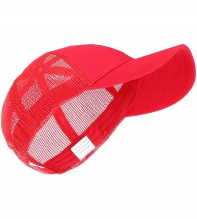 Baseball Caps Messy Buns Trucker Ponycaps Plain Baseball Visor Cap Dad Hat - Summer Mesh Red - CC18E8KIGX8 $7.74