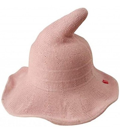 Bucket Hats Women Foldable Cotton Halloween Witch Hat Costume Anti-UV Ball Cap - Pink - CB18I3ZCZGC $14.26