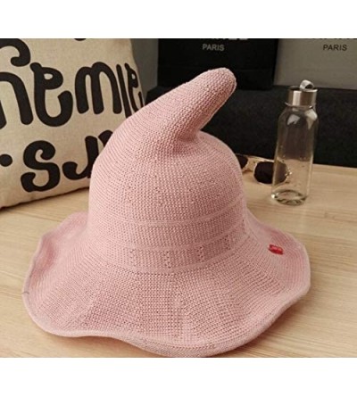 Bucket Hats Women Foldable Cotton Halloween Witch Hat Costume Anti-UV Ball Cap - Pink - CB18I3ZCZGC $14.26