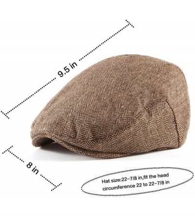 Newsboy Caps 2 Pack Newsboy Hats for Men Wool Scally Cap Mens Flat Cabbie Ivy Tweed S/M/L/XL - Thin Lining Brown+grey 2pack -...