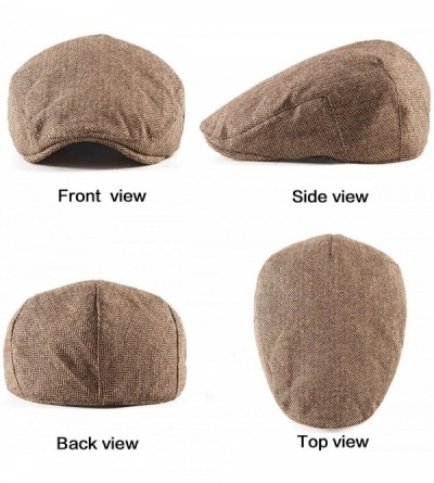 Newsboy Caps 2 Pack Newsboy Hats for Men Wool Scally Cap Mens Flat Cabbie Ivy Tweed S/M/L/XL - Thin Lining Brown+grey 2pack -...