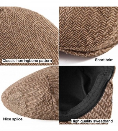 Newsboy Caps 2 Pack Newsboy Hats for Men Wool Scally Cap Mens Flat Cabbie Ivy Tweed S/M/L/XL - Thin Lining Brown+grey 2pack -...